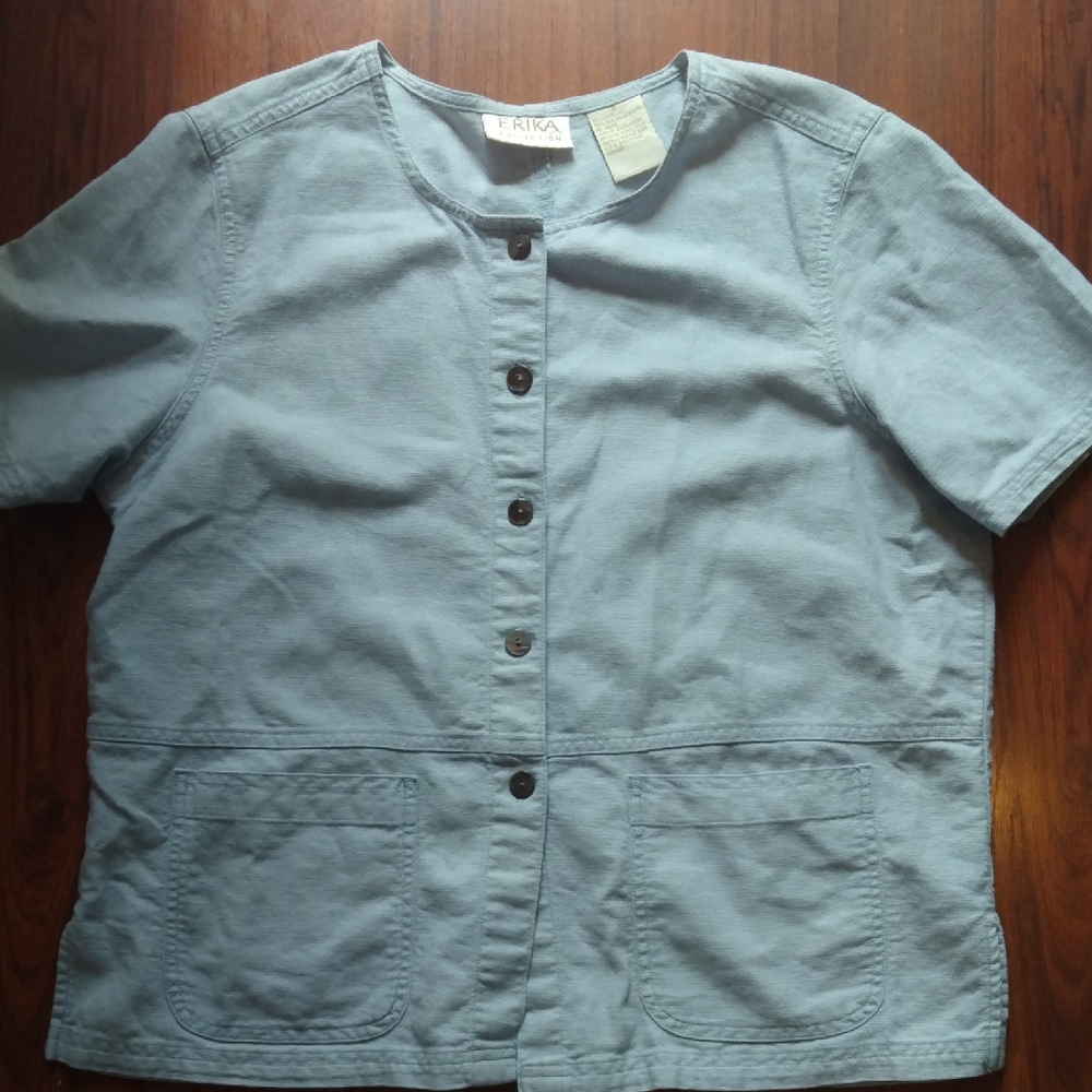Erika Light Blue Linen-Cotton Top